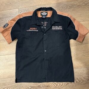 Harley-Davidson Black and Orange 105th anniversary Logo Shirt